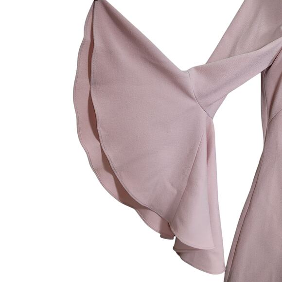 NWT Eliza J Blush Pink V-Neck 3/4 Bell Sleeve Crepe Shift Dress Size 12 - Picture 4 of 11